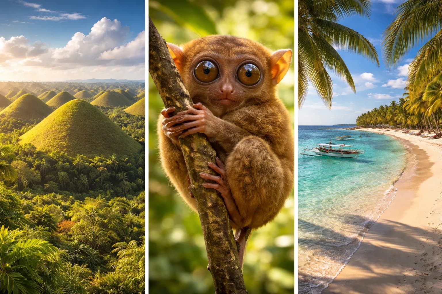 Collines et jungle verdoyante emblématiques du centre des Philippines