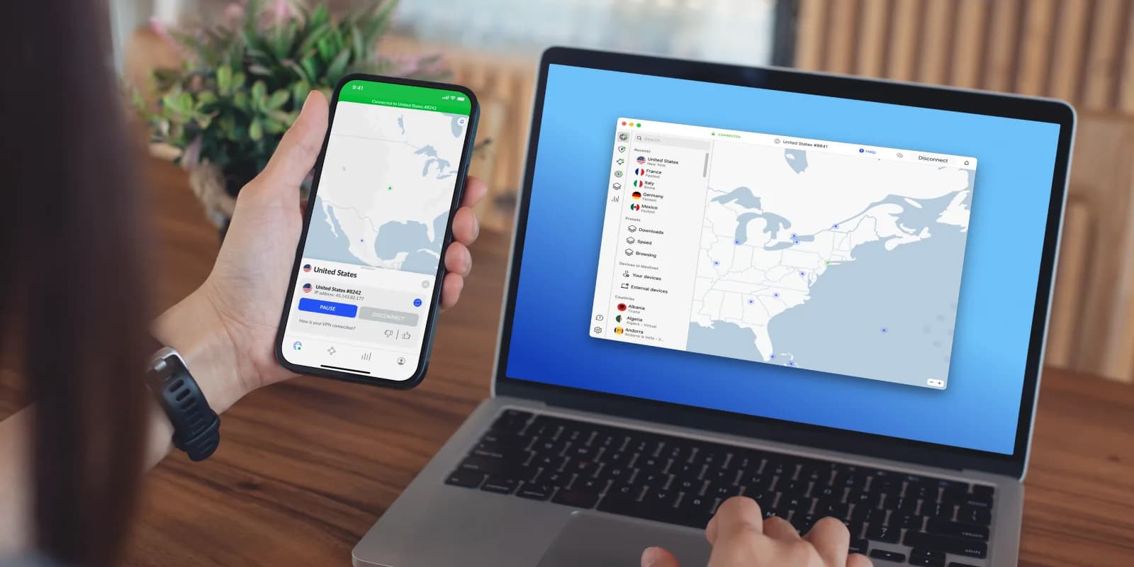 NordVPN used on a phone and laptop